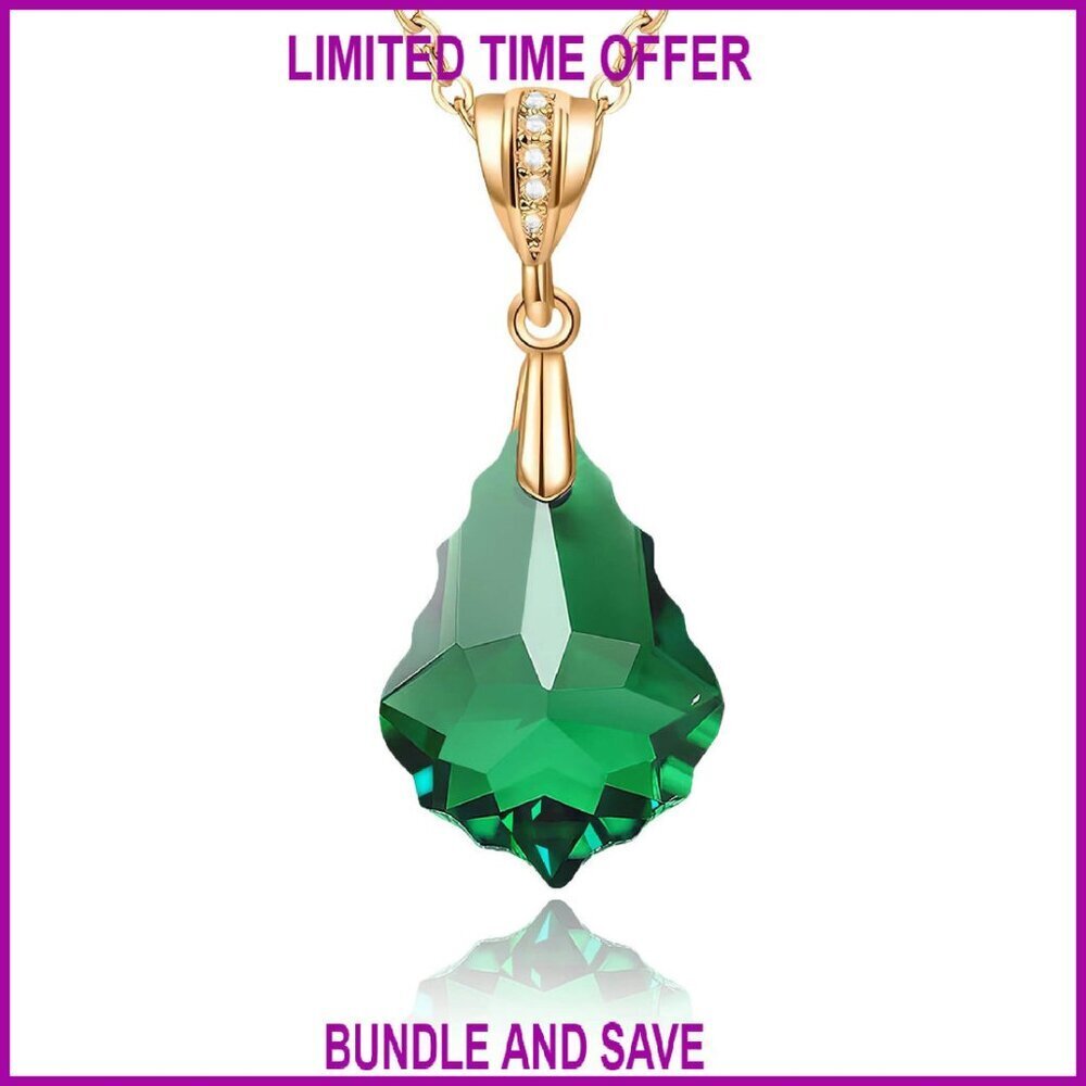 14K Gold Plated Baroque Crystal Pendant Necklace Adjustable Chain